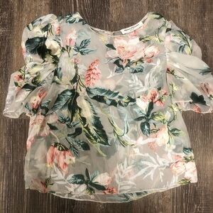 Amanda Uprichard Smith Organza Puff Sleeve Blouse
